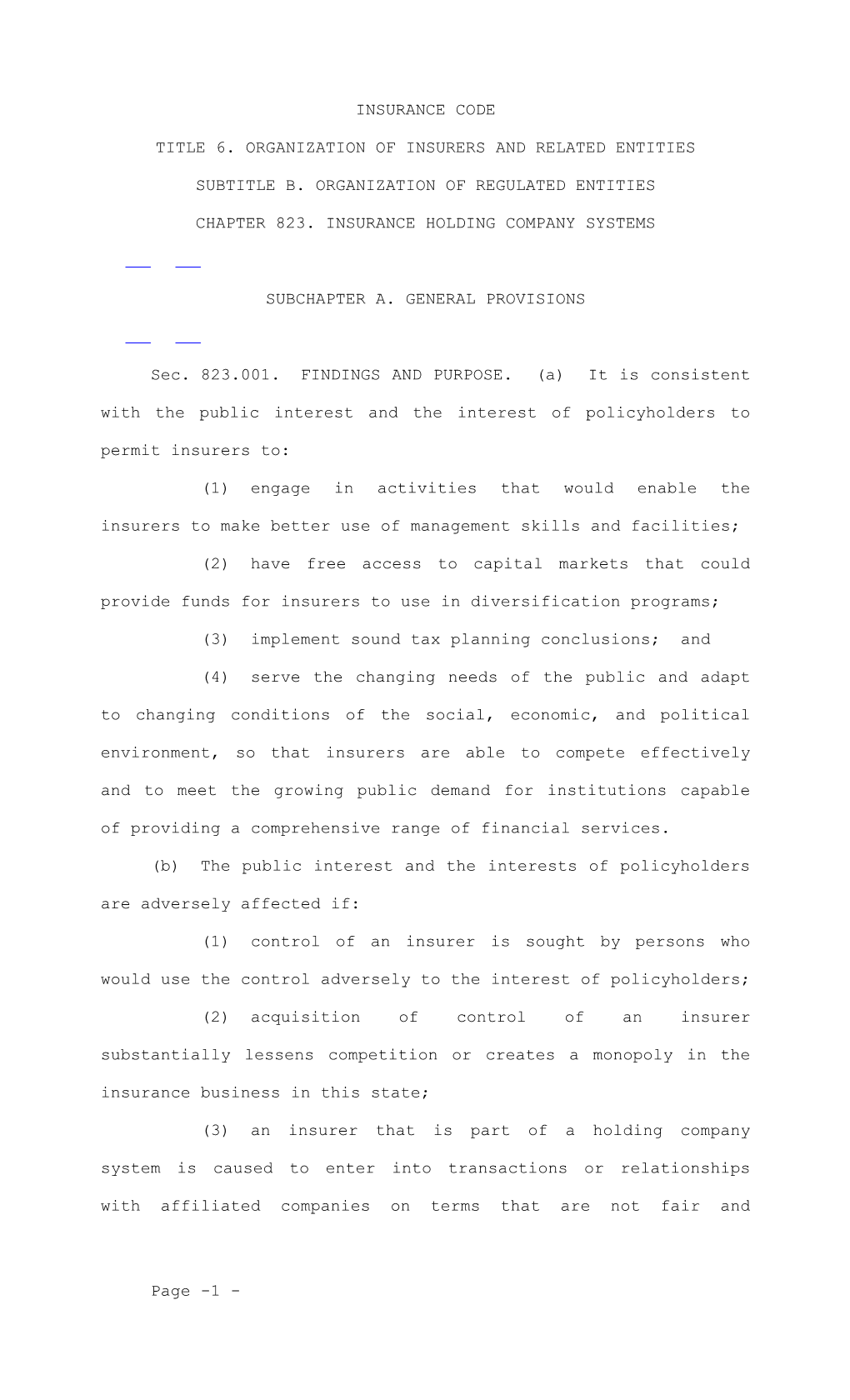 Title 6. Organization of Insurers and Related Entities