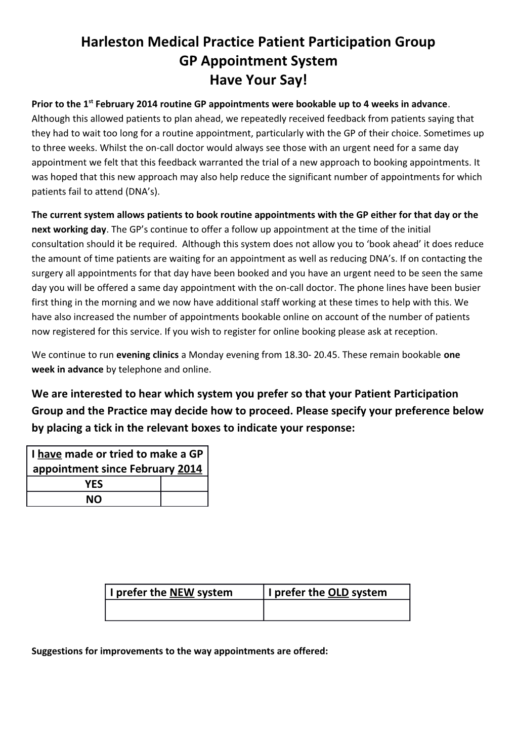 Harleston Medical Practice Patient Participation Group