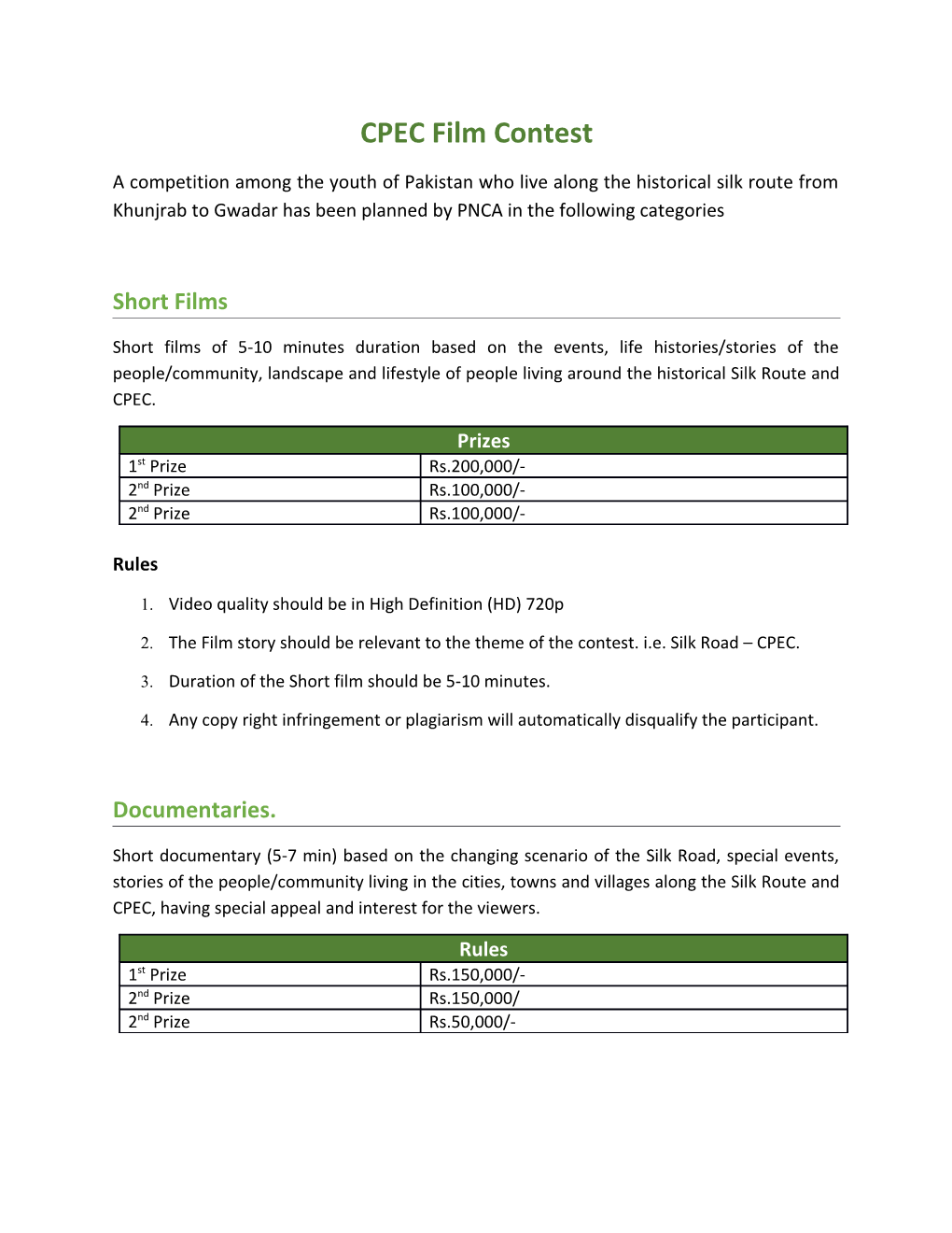 CPEC Film Contest