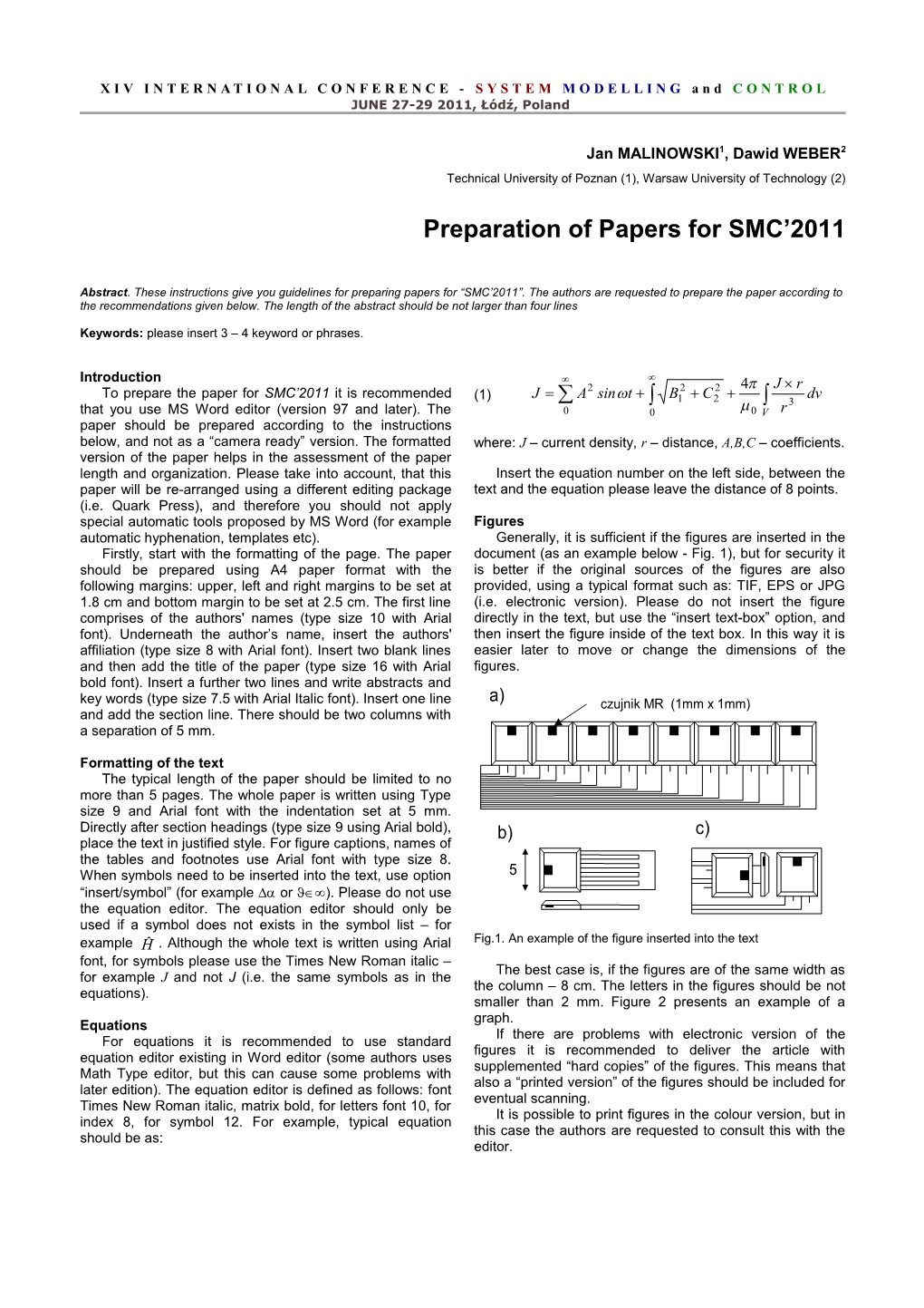 XIV INTERNATIONAL CONFERENCE - SYSTEMMODELLING and CONTROL