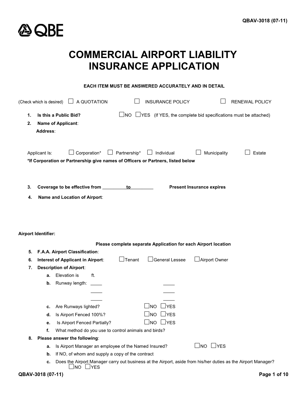 Commercial Airport Liability