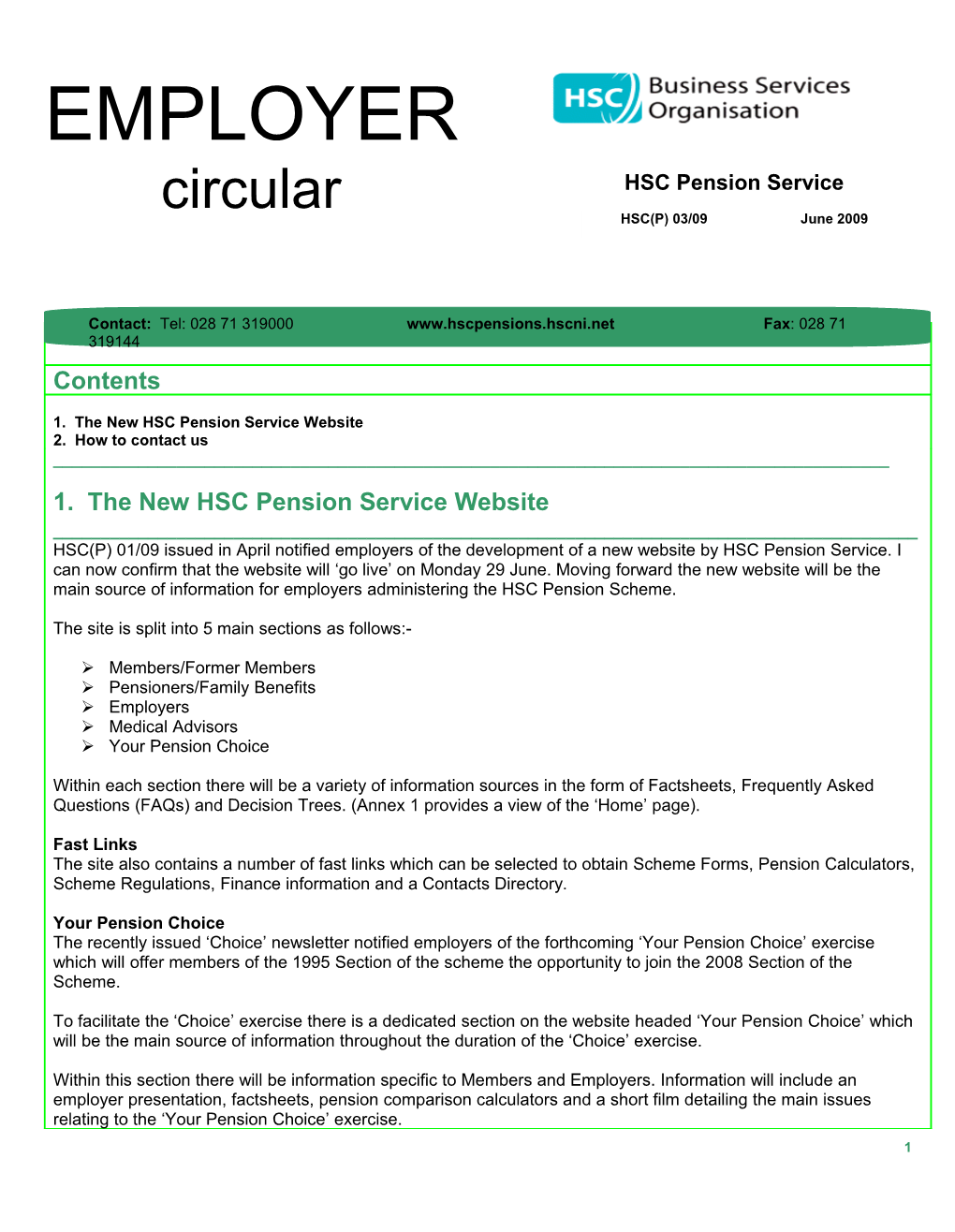 1. the New HSC Pension Service Website