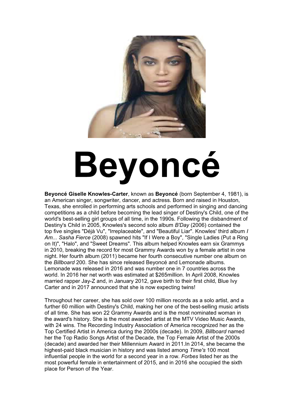 Beyoncé Giselle Knowles-Carter, Known As Beyoncé (Born September 4, 1981), Is an American