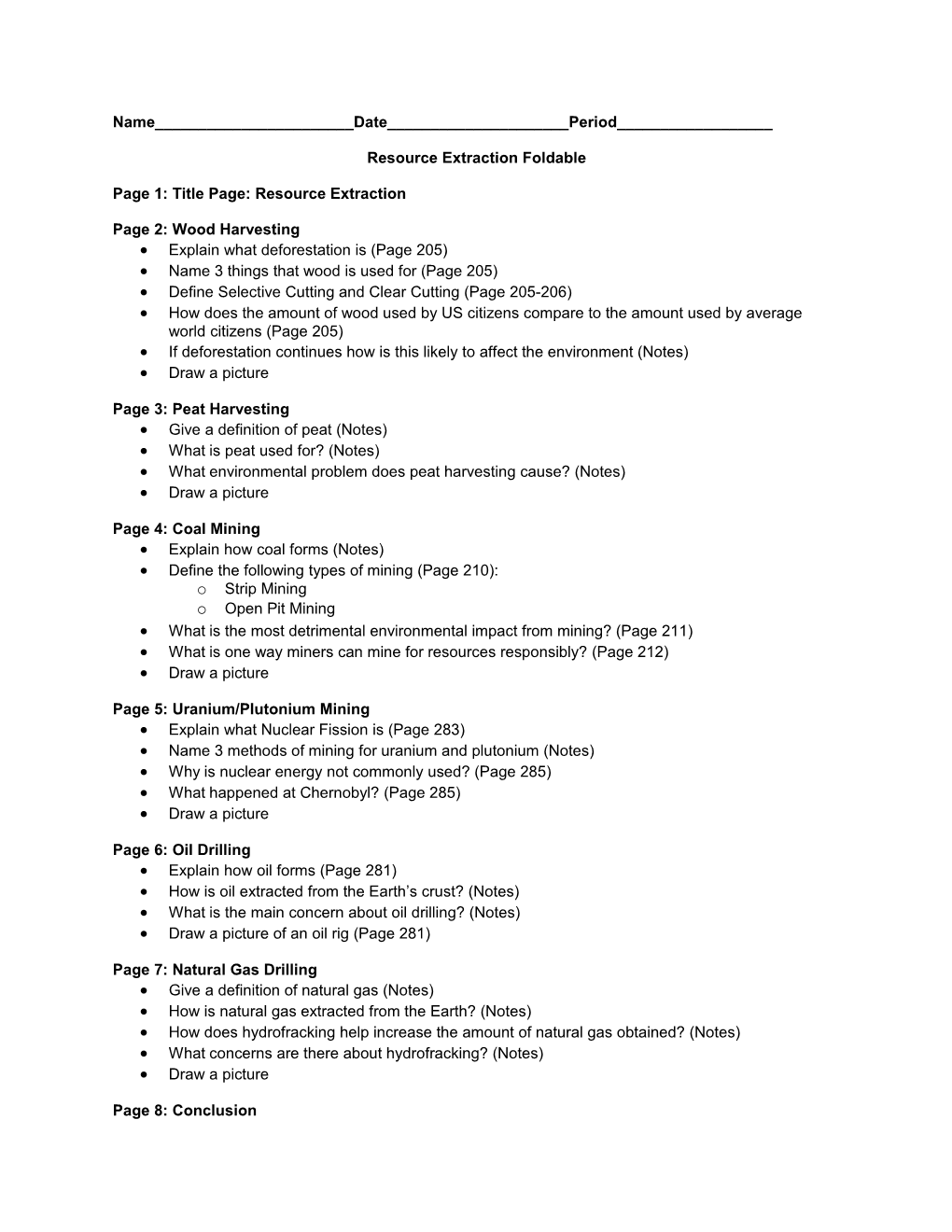 Page 1: Title Page: Resource Extraction