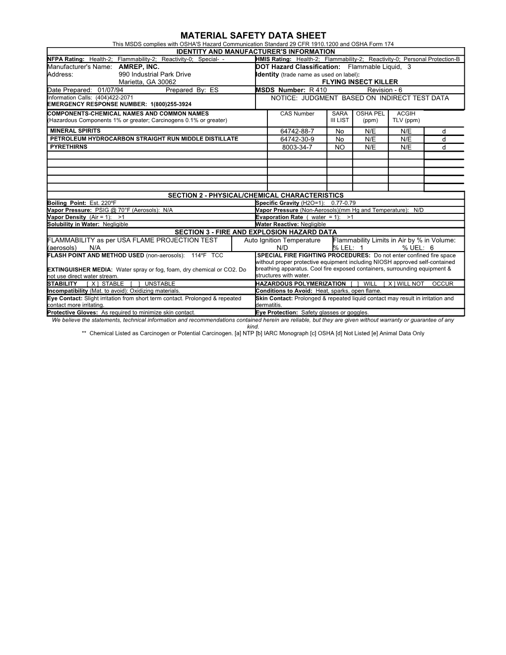 Material Safety Data Sheet s59