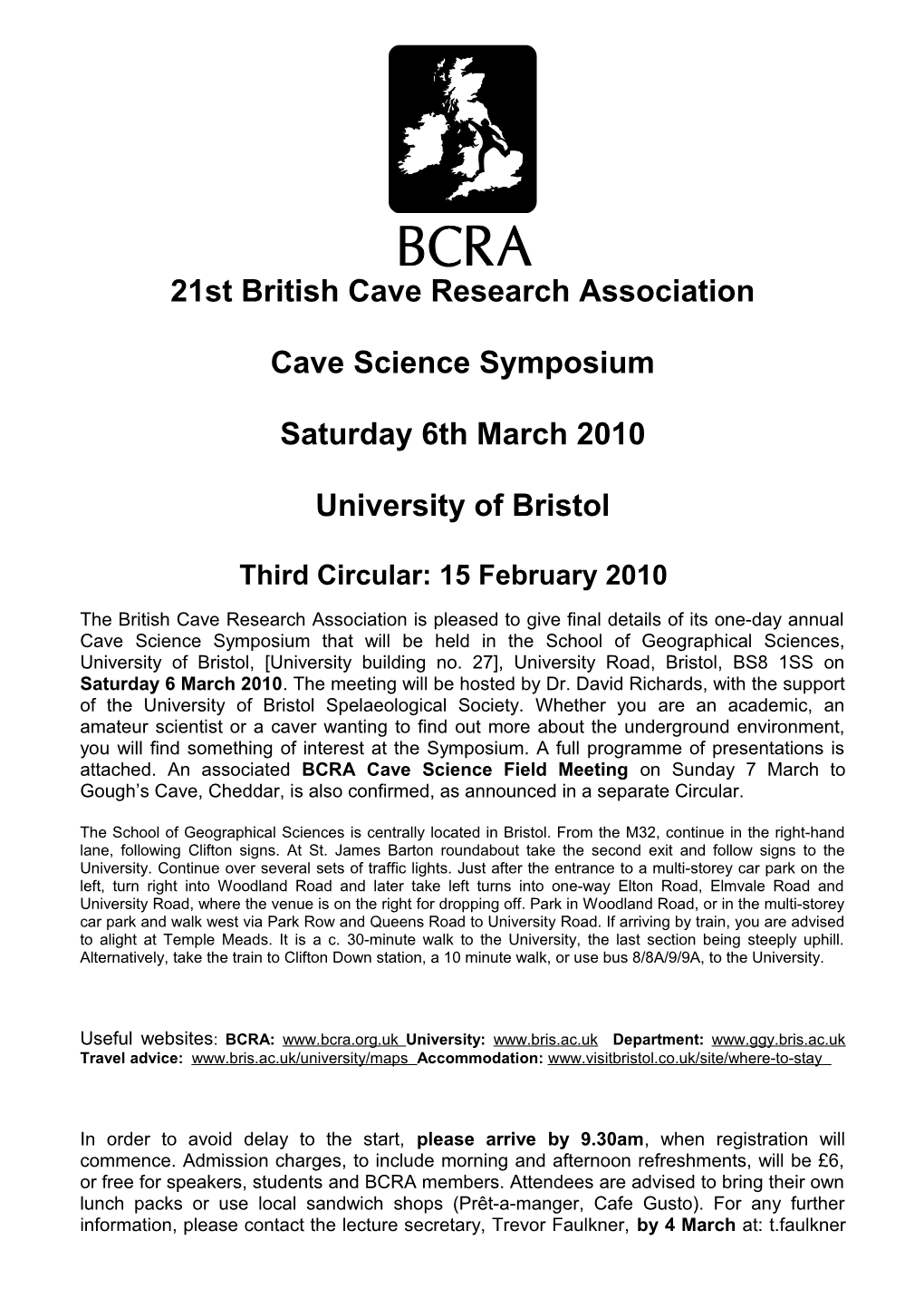 21St British Cave Research Association