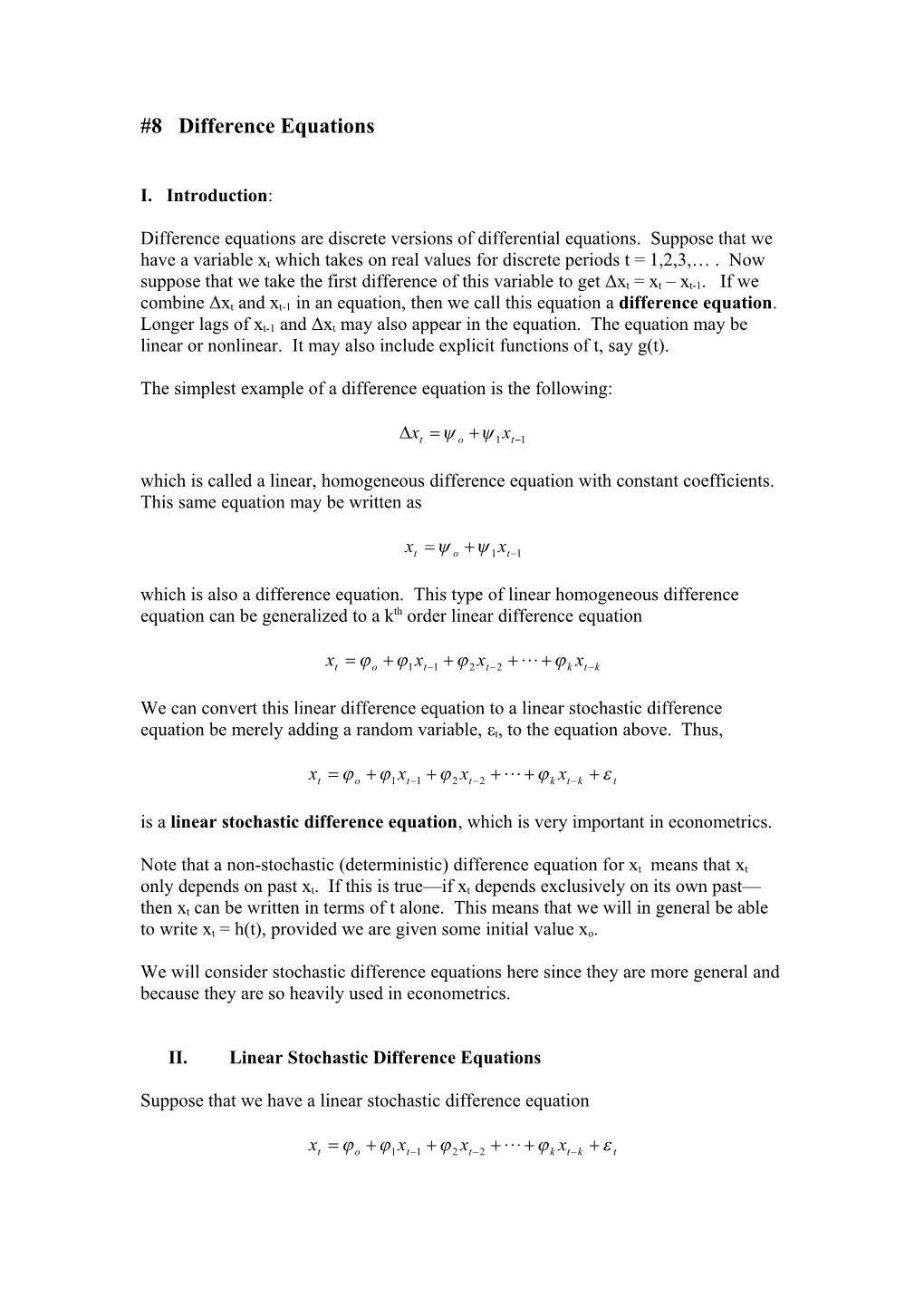 8 Difference Equations