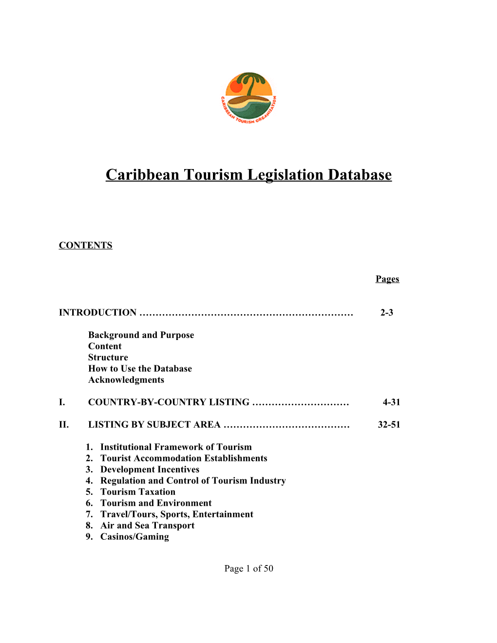Caribbean Tourism Legislation Database