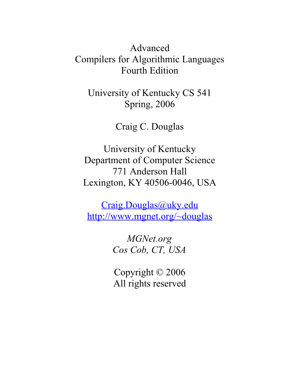 Compilers for Algorithmic Languages