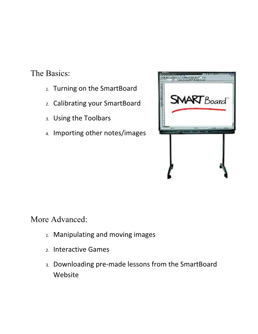 1. Turning on the Smartboard