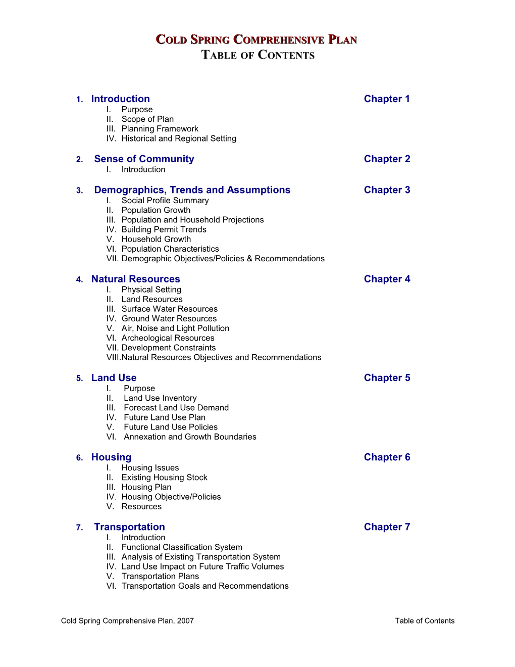 Comprehensive Plan Schedule