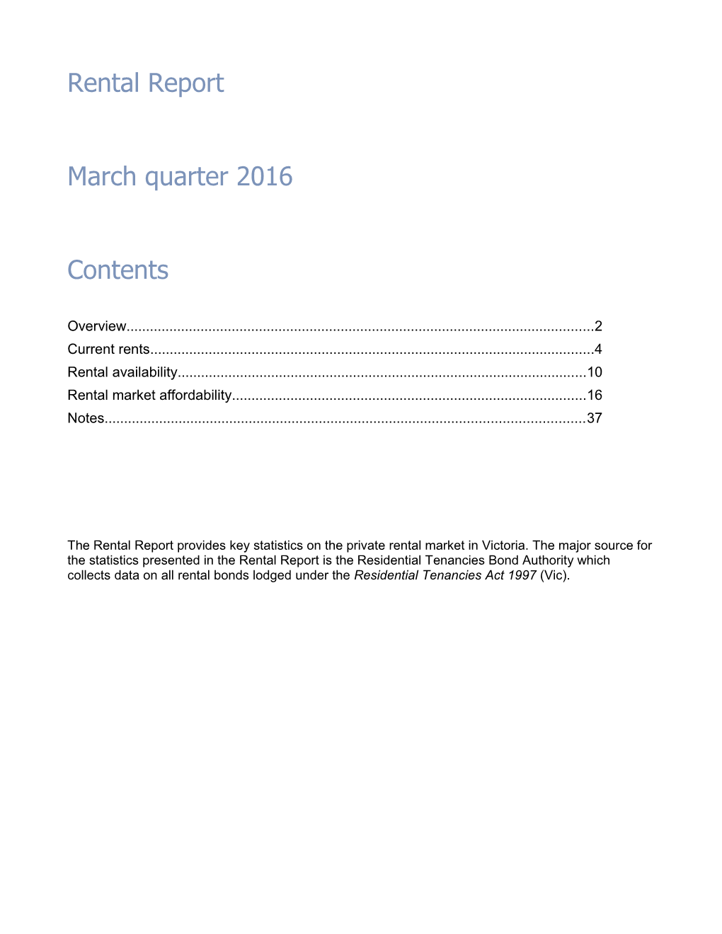 Rental Report June Quarter 2012