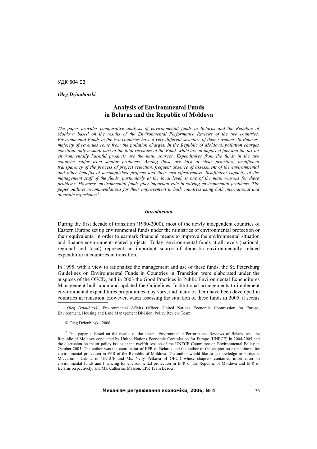 Analysis of Economic Instruments for Environmental Protection in Belarus and the Republic