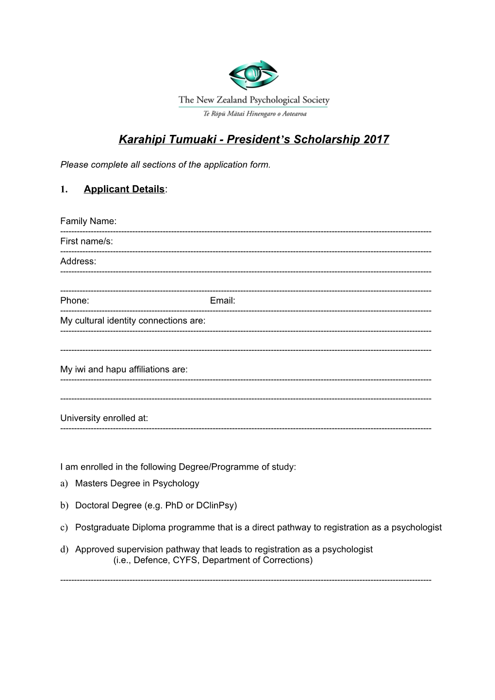 Society Scholarship for Maori Research