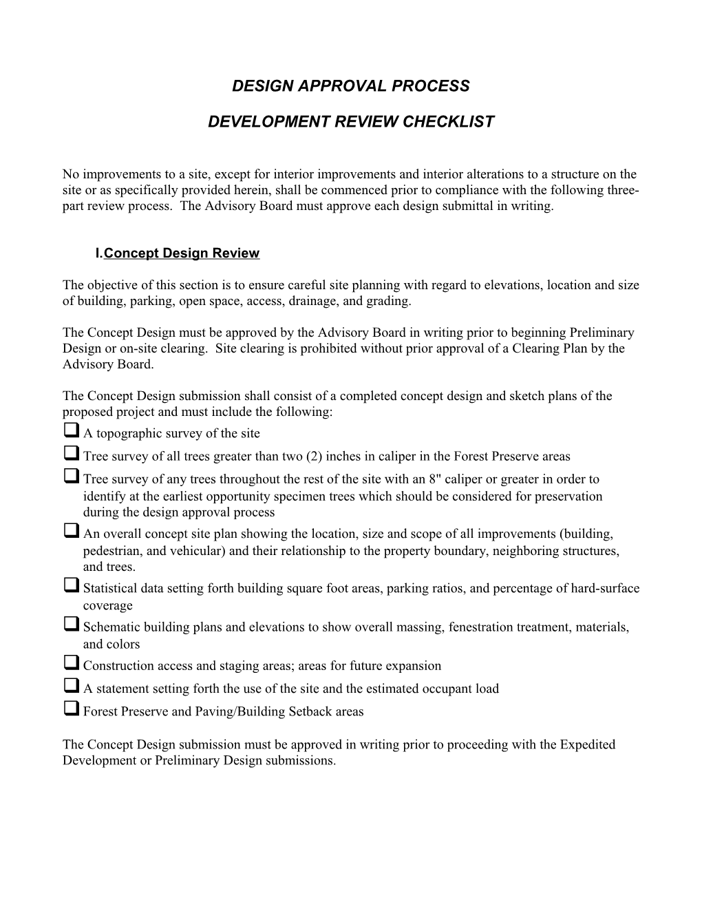 Development Review Checklist