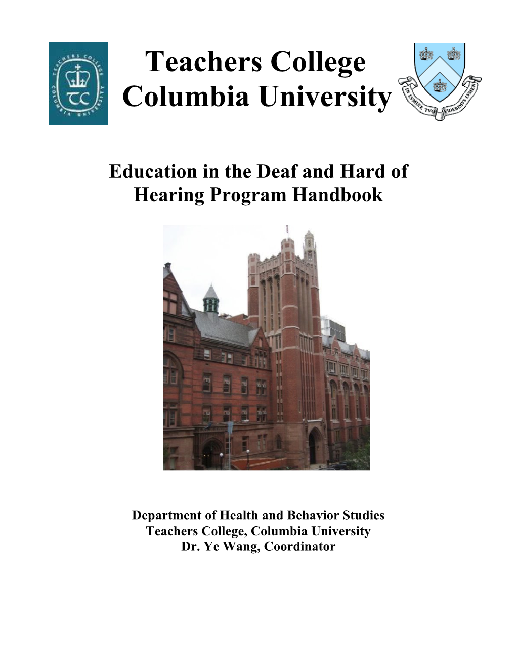 Education in the Deaf and Hard of Hearing Program Handbook