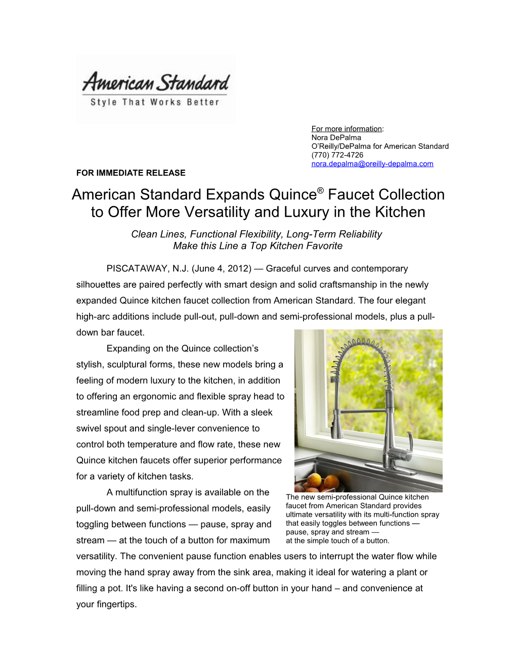 American Standard Quince Faucet Collection Expanded 3 - 3 - 3