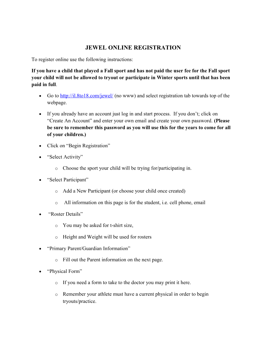 Jewel Online Registration
