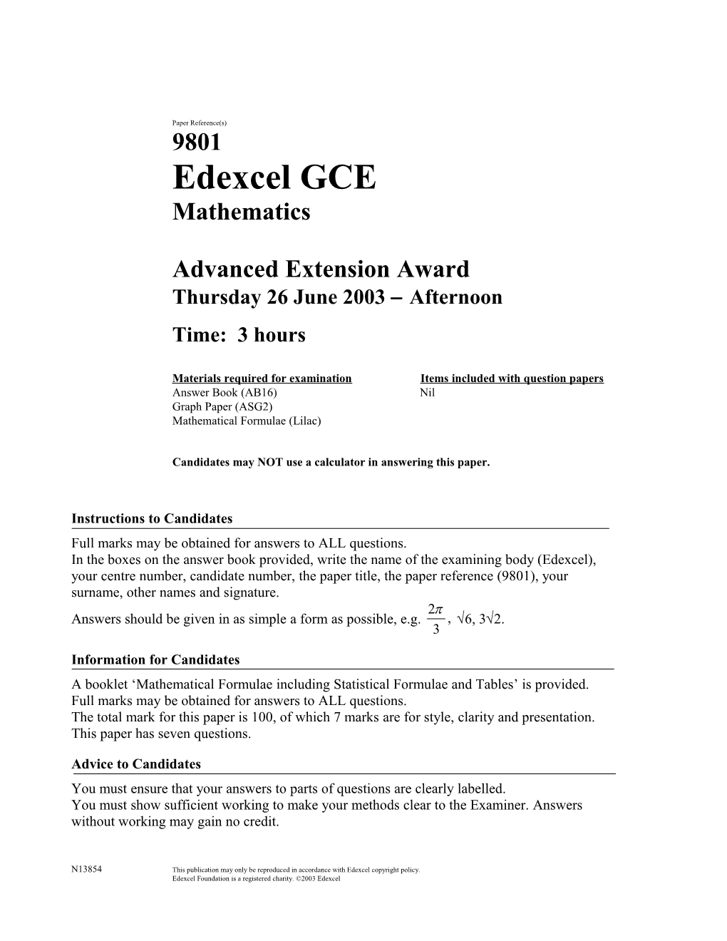 Advanced Extension Award