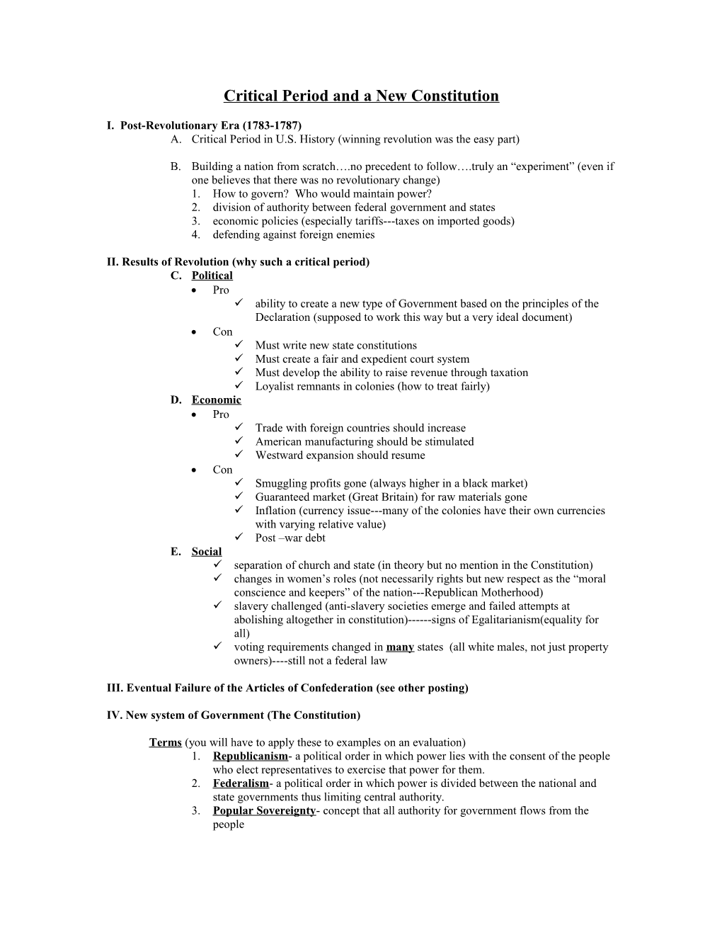 Confederation and Constitution