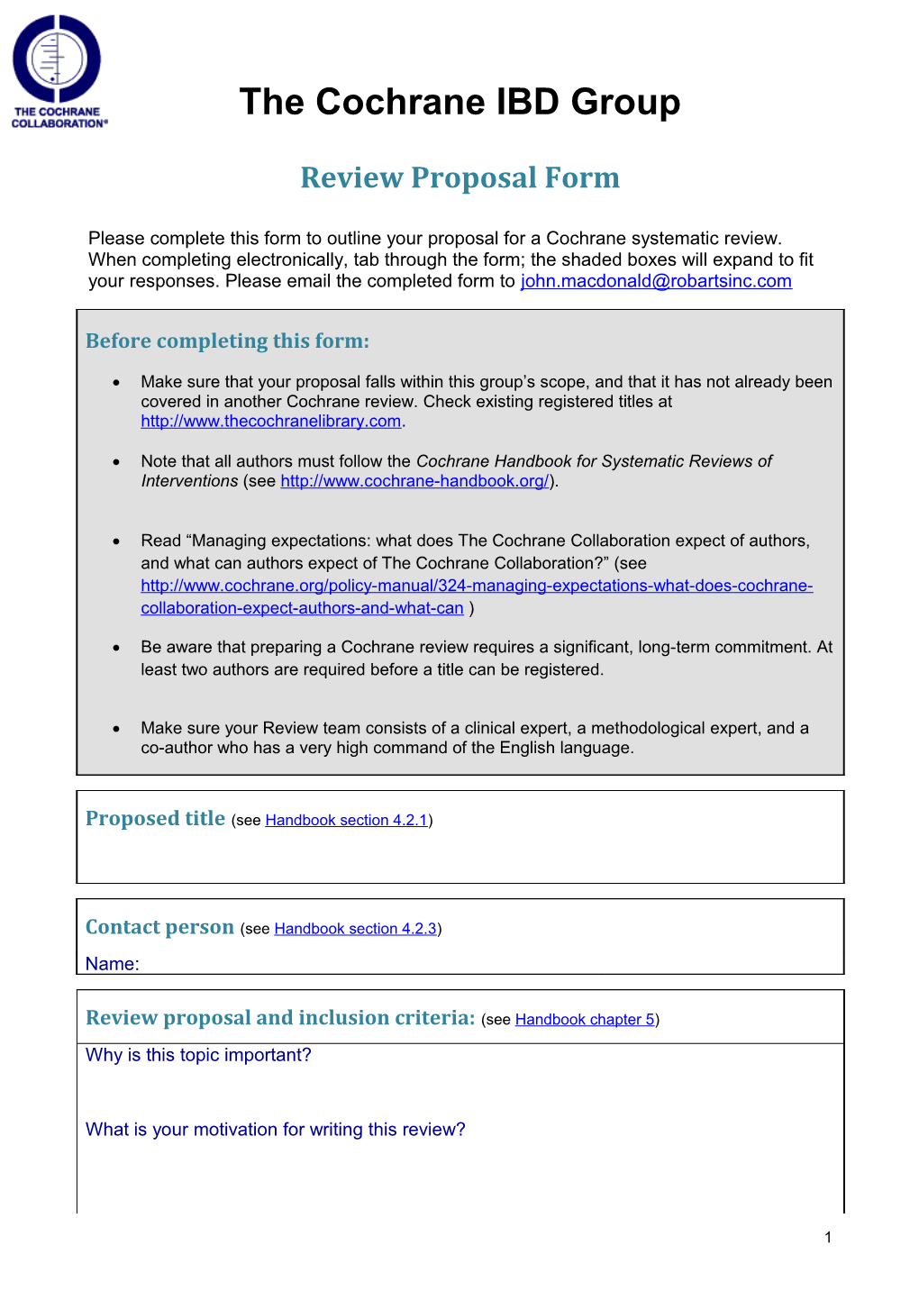 Review Proposal Form