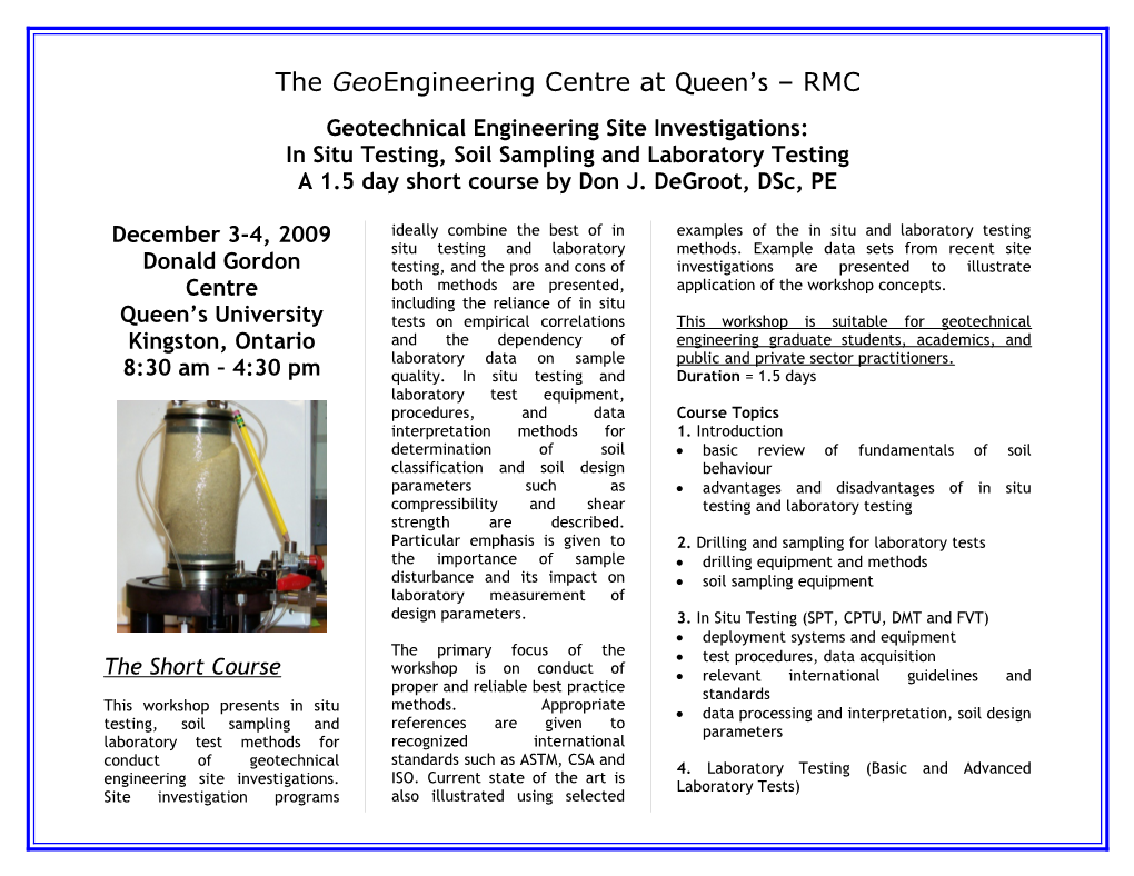 Geoengineering Centre at Queen S RMC