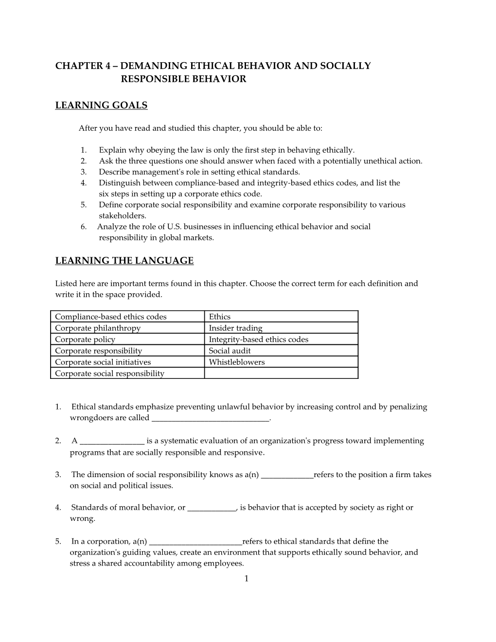 Chapter 4 Ethics and Social Responsibility