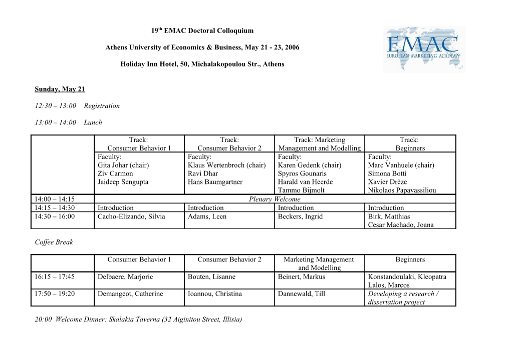 19Th EMAC Doctoral Colloquium