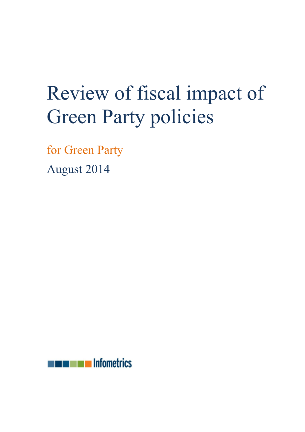 Review of Fiscal Impact of Green Party Policies