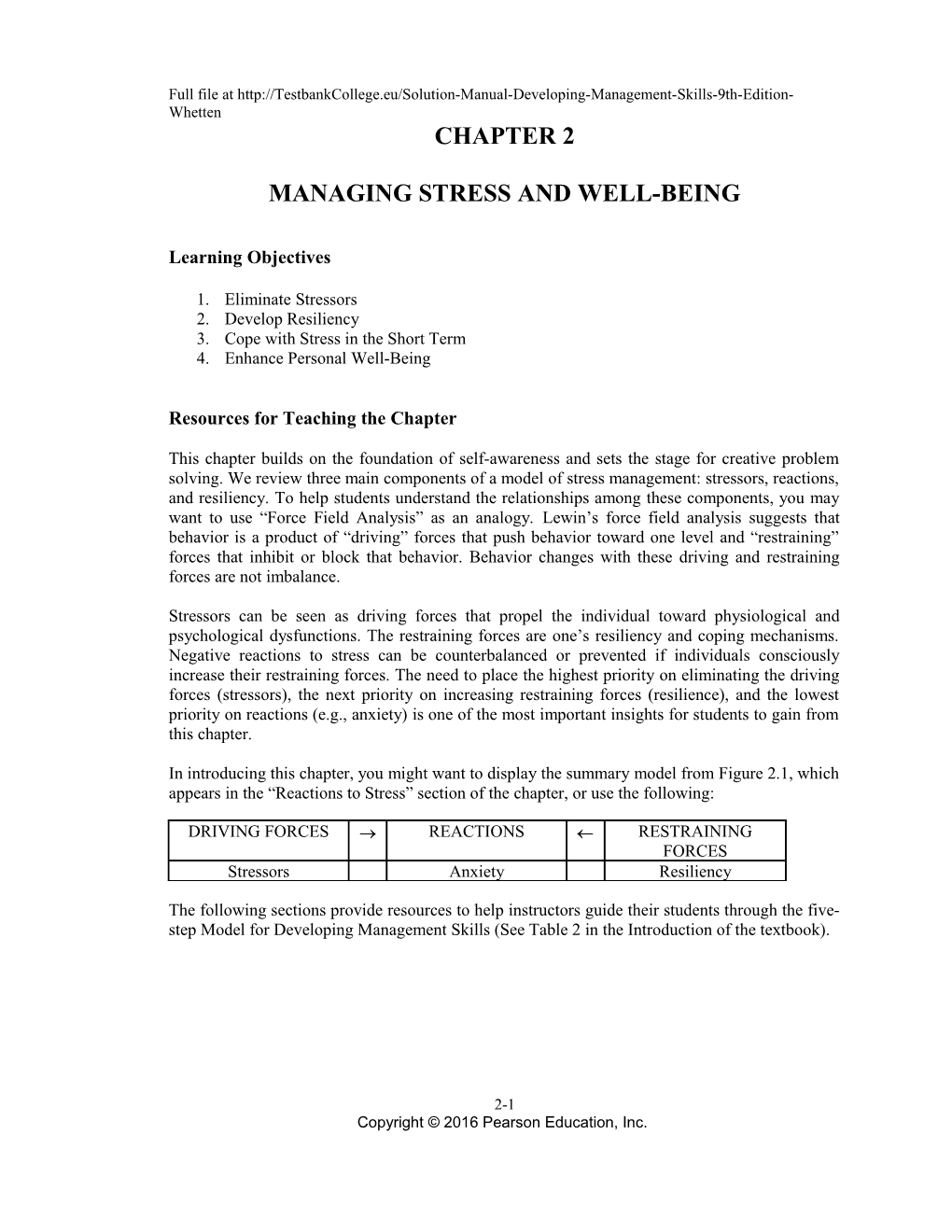 Managing Stress and Well-Being