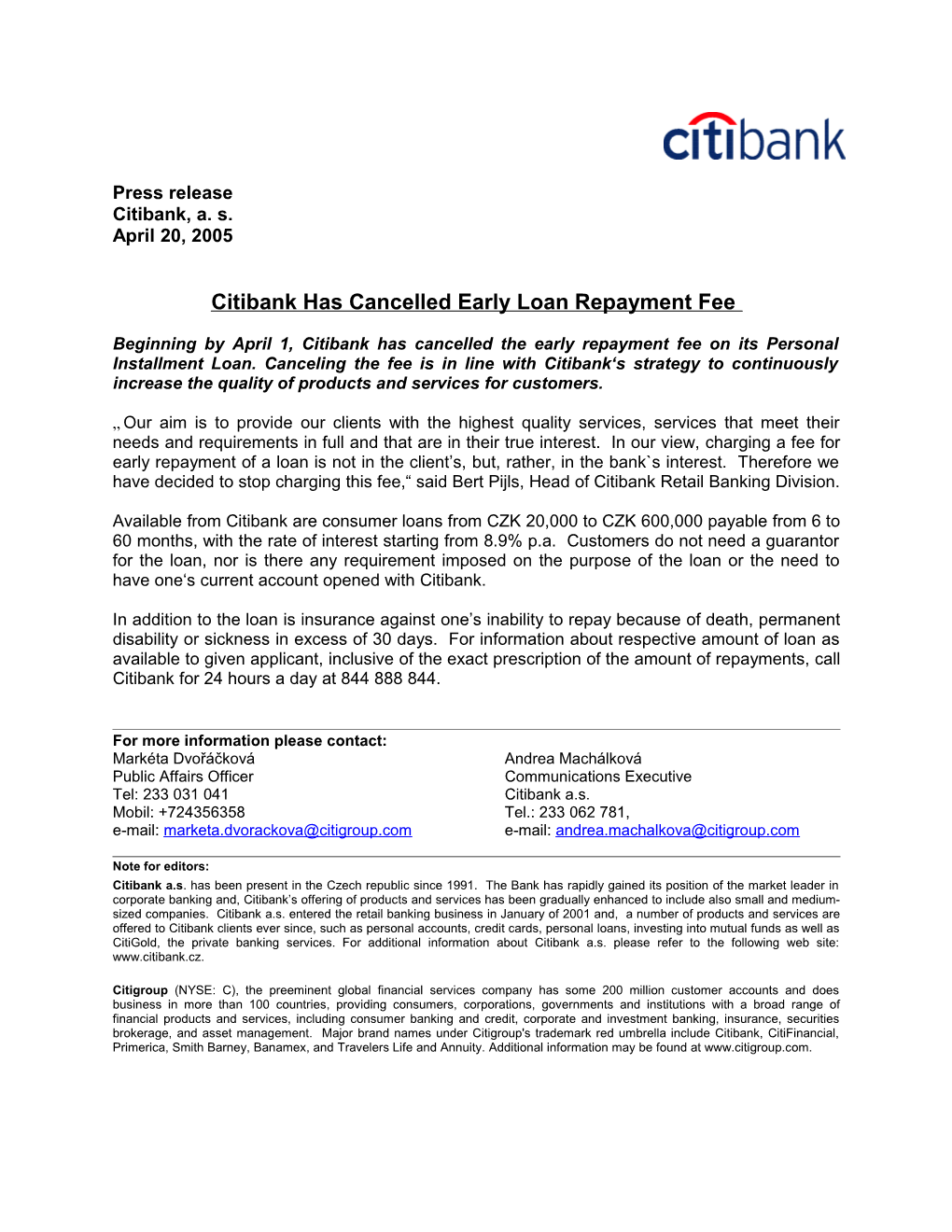 Citibank Has Cancelled Early Loan Repayment Fee