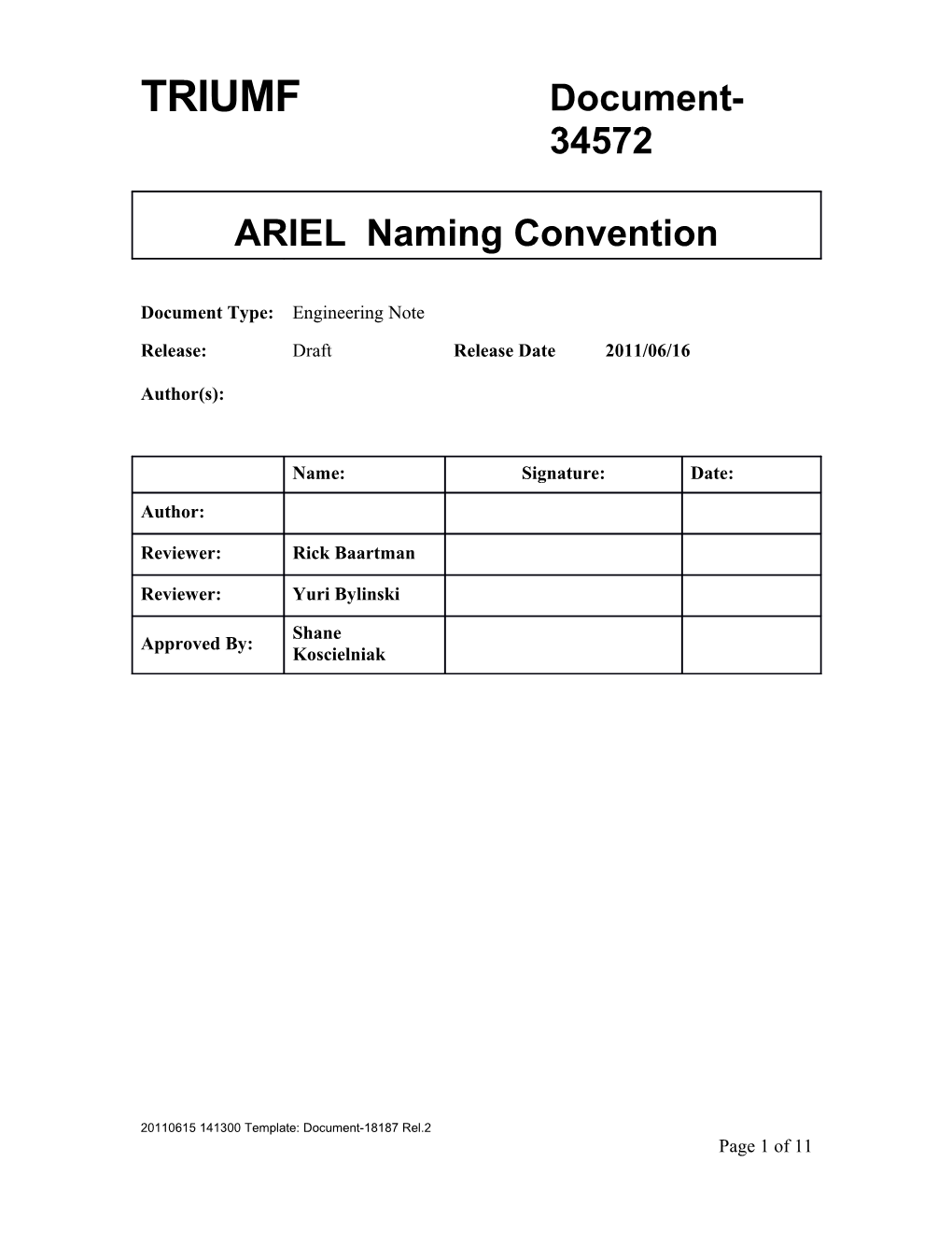 ARIEL Naming Convention