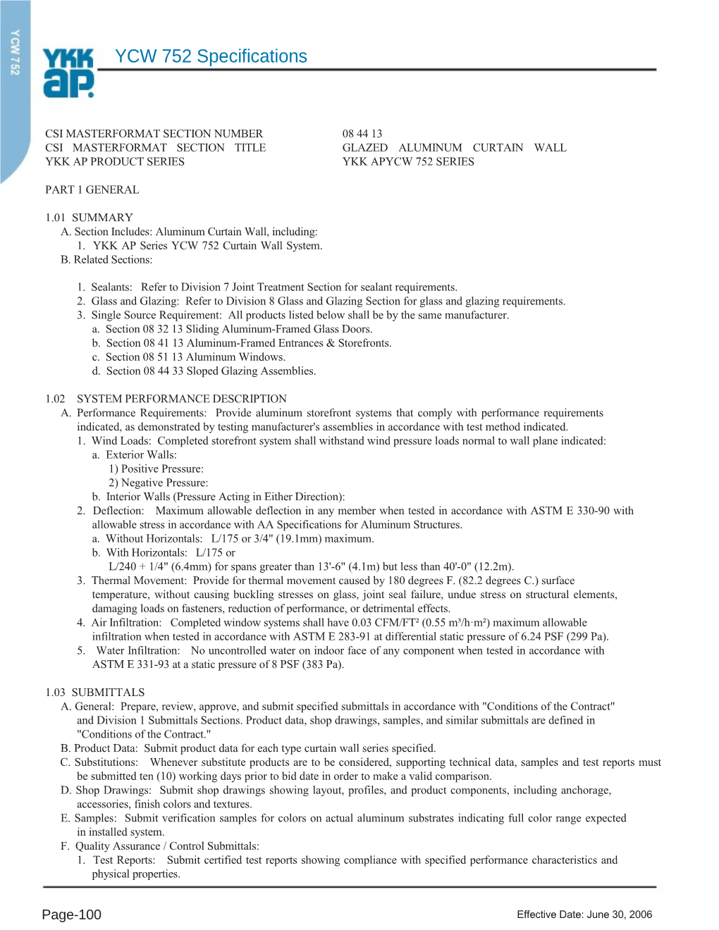 Csi Masterformat Section Title Ykk Ap Product Series