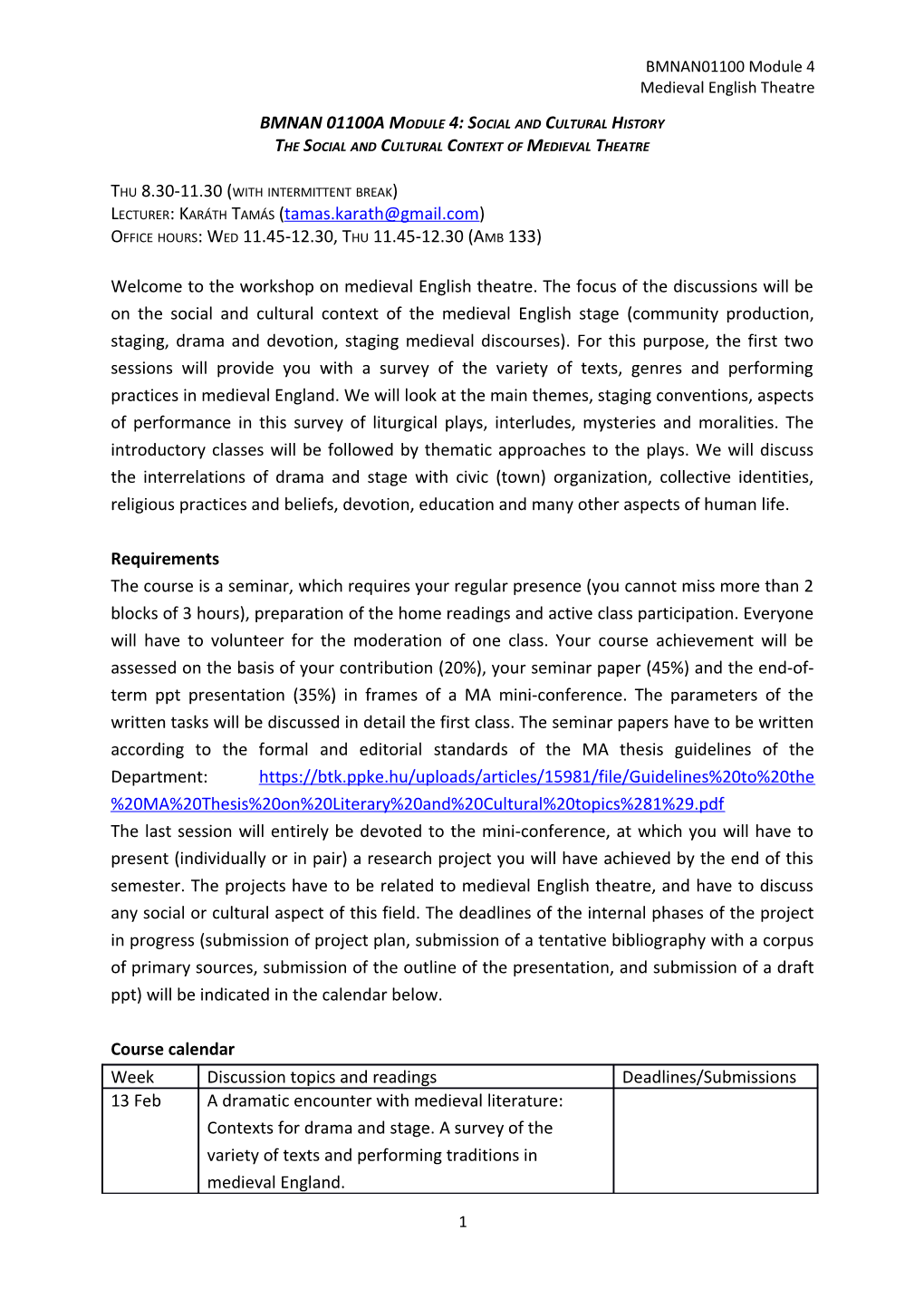 Bmnan 01100A Module 4: Social and Cultural History