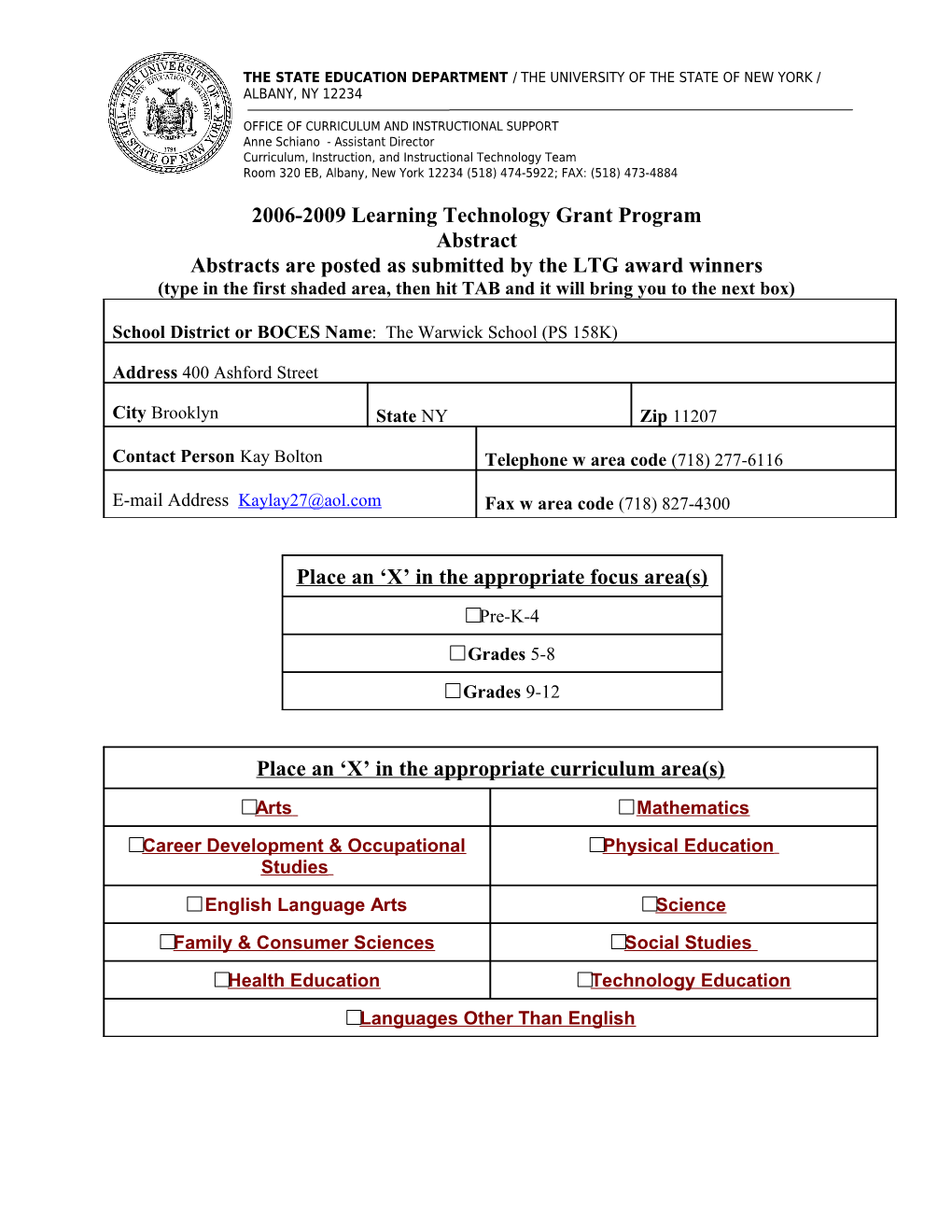 2005-2006 Learning Technology Grant Program