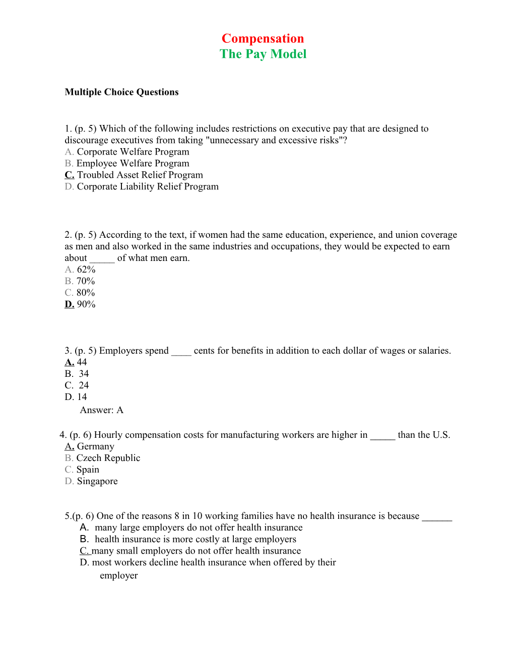 Multiple Choice Questions s6