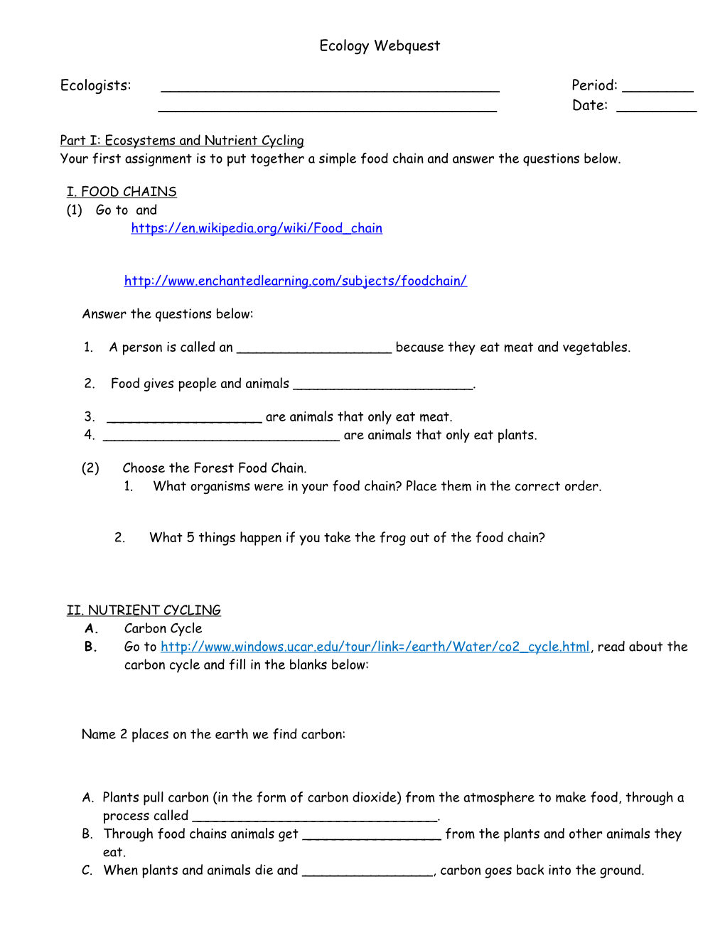 Part I: Ecosystems and Nutrient Cycling s1