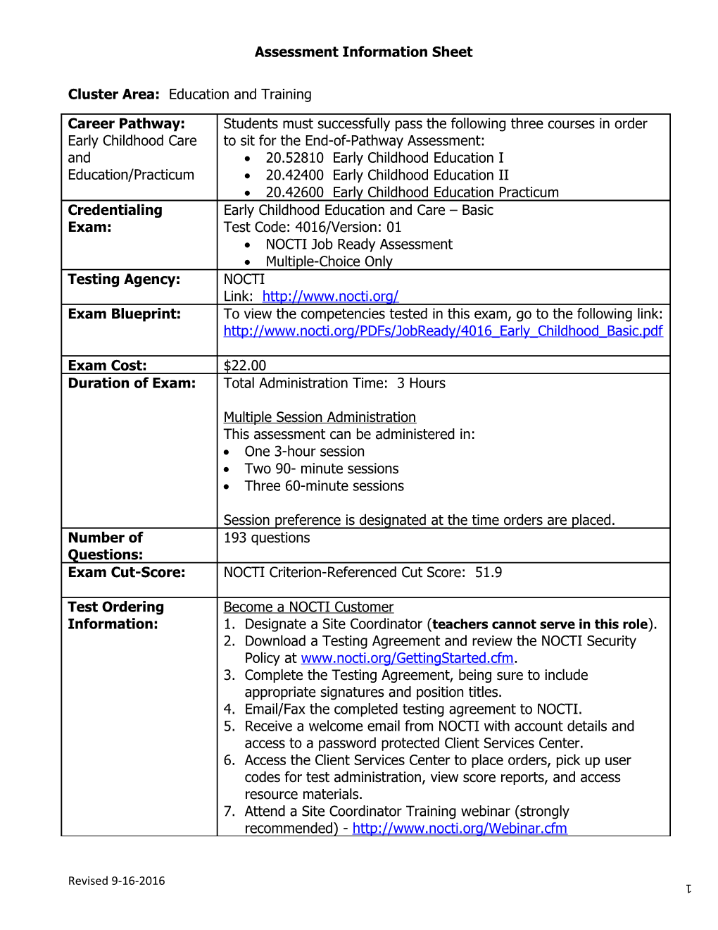 Cluster Area: Education and Training