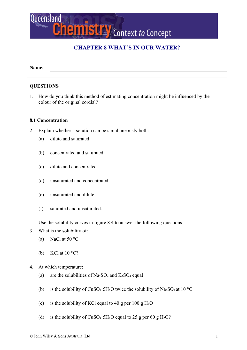 Queensland Chemistry