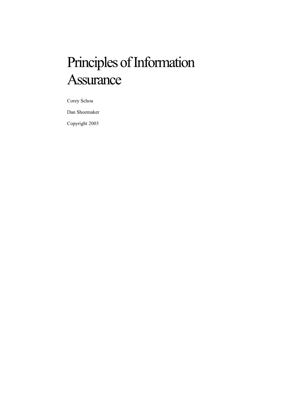 Introduction to Information Assurance (CDS) 15