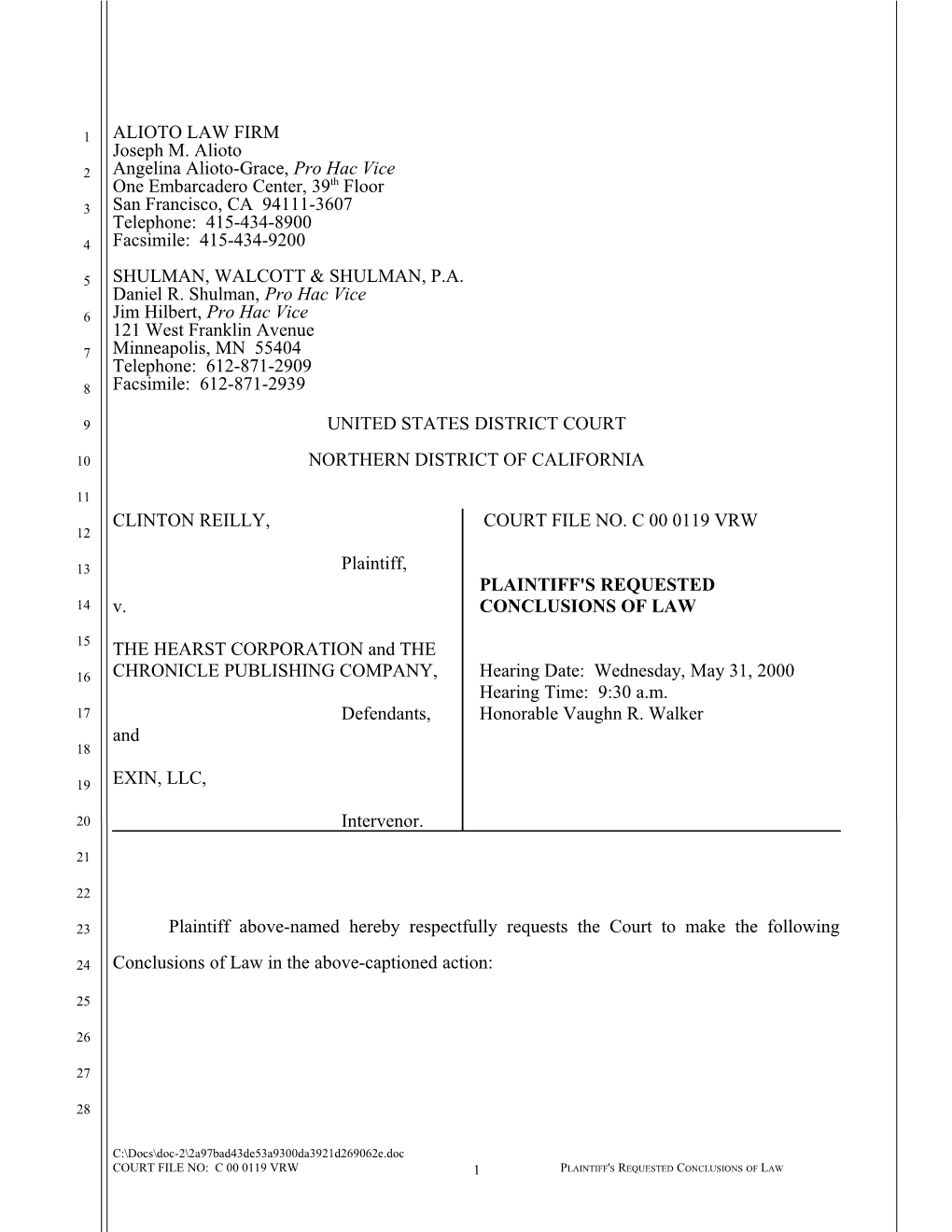 Memorandum in Support of Motion to Amend Complaint