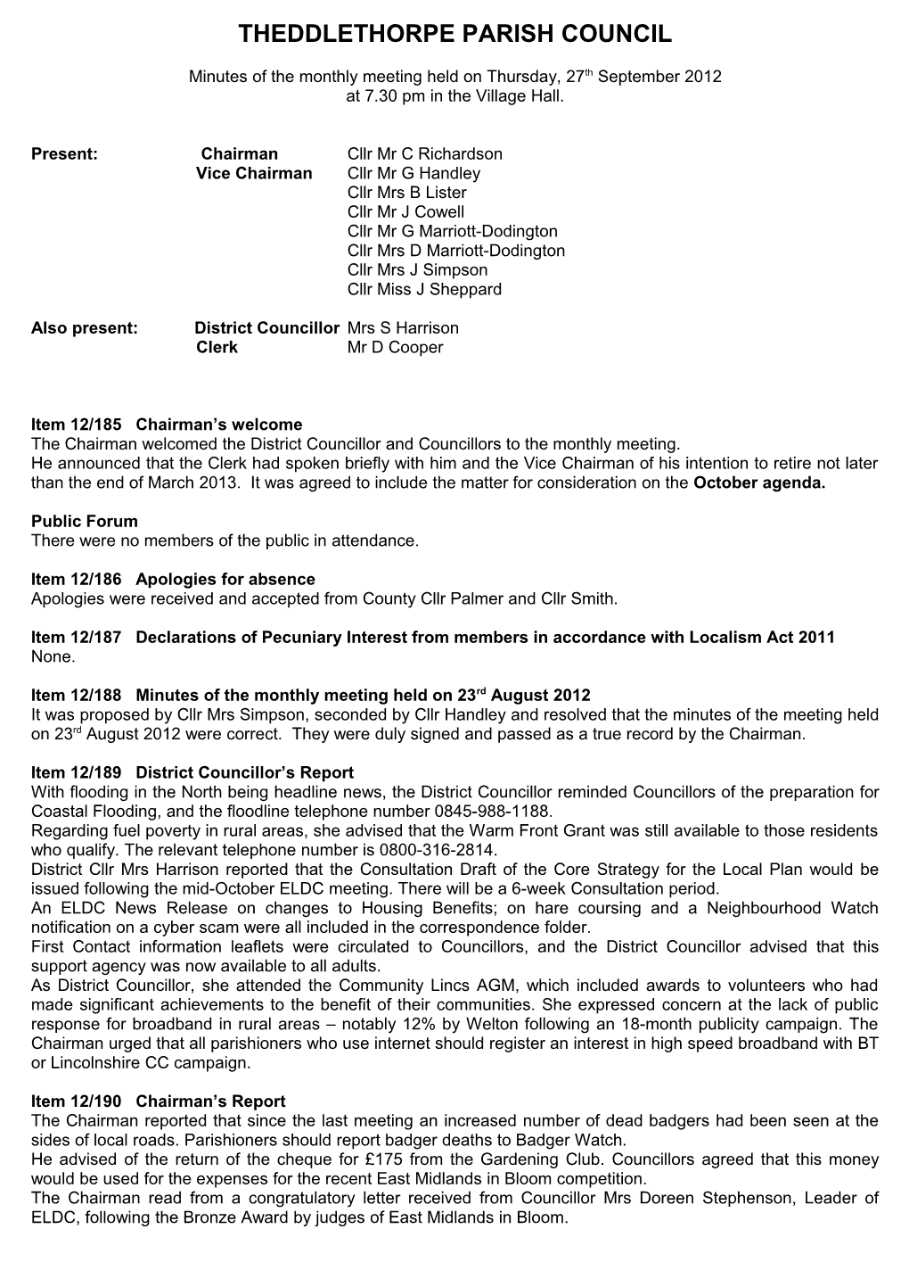 Theddlethorpe Parish Council