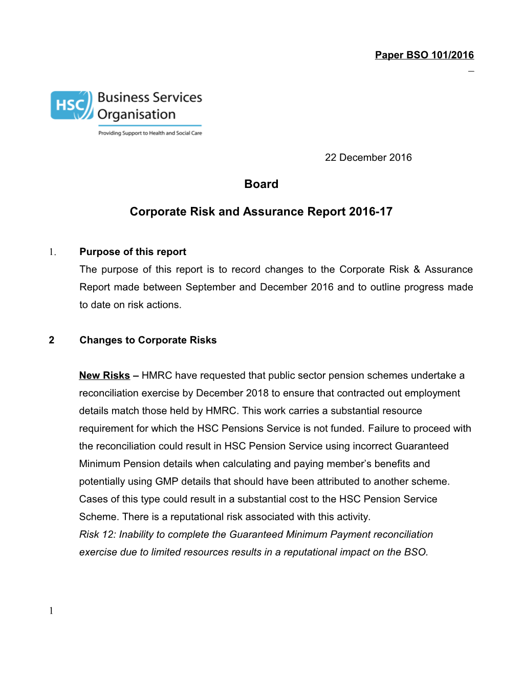 Corporate Risk and Assurance Report 2016-17