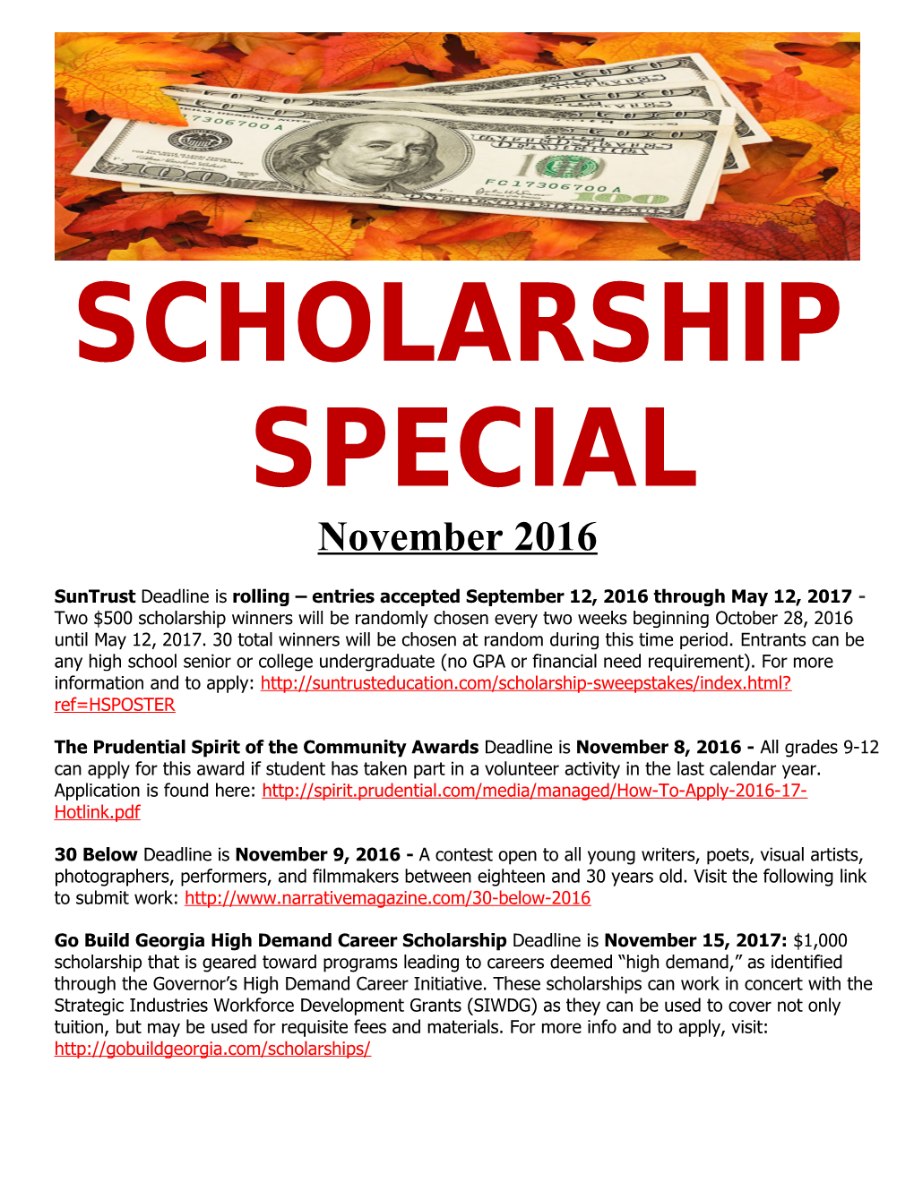 Scholarship Special