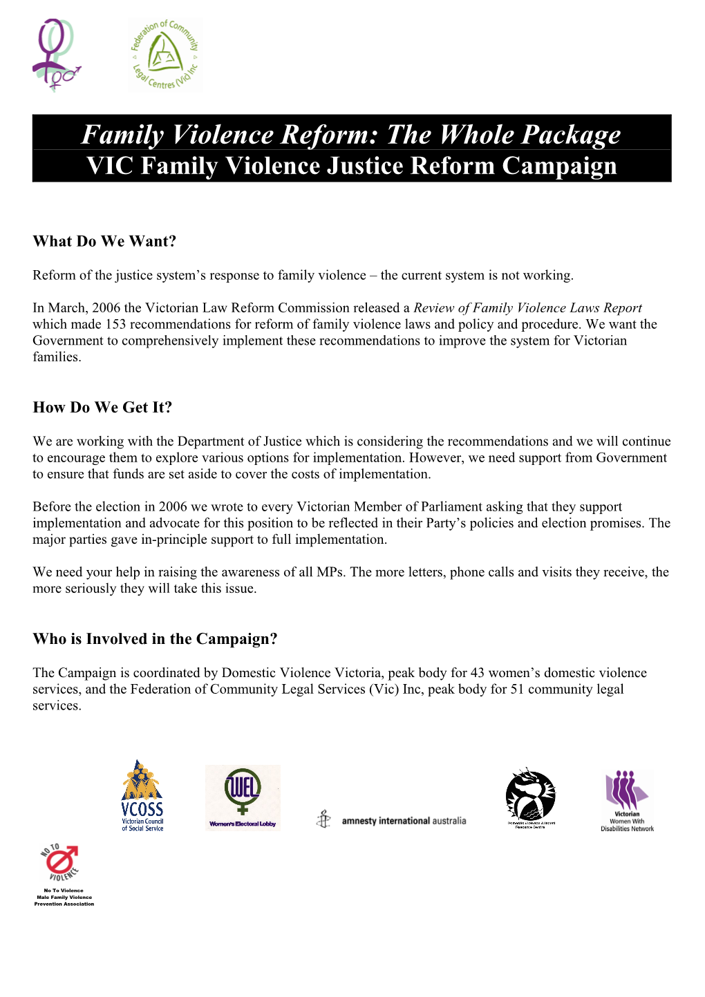 Family Violence Reform: the Whole Package