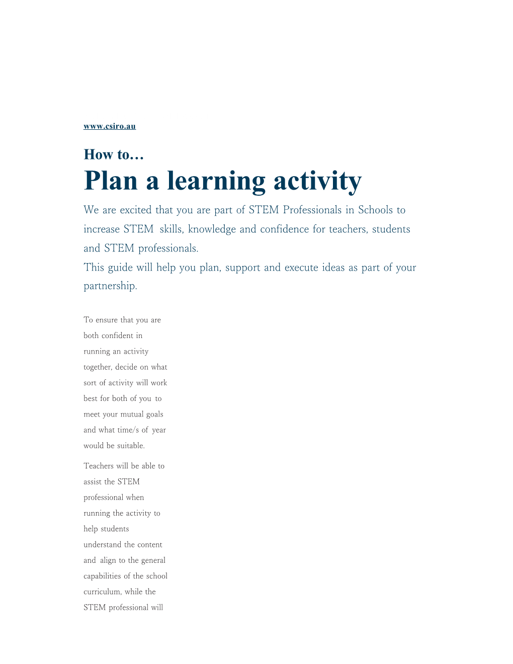 How to Plan a Learning Activity