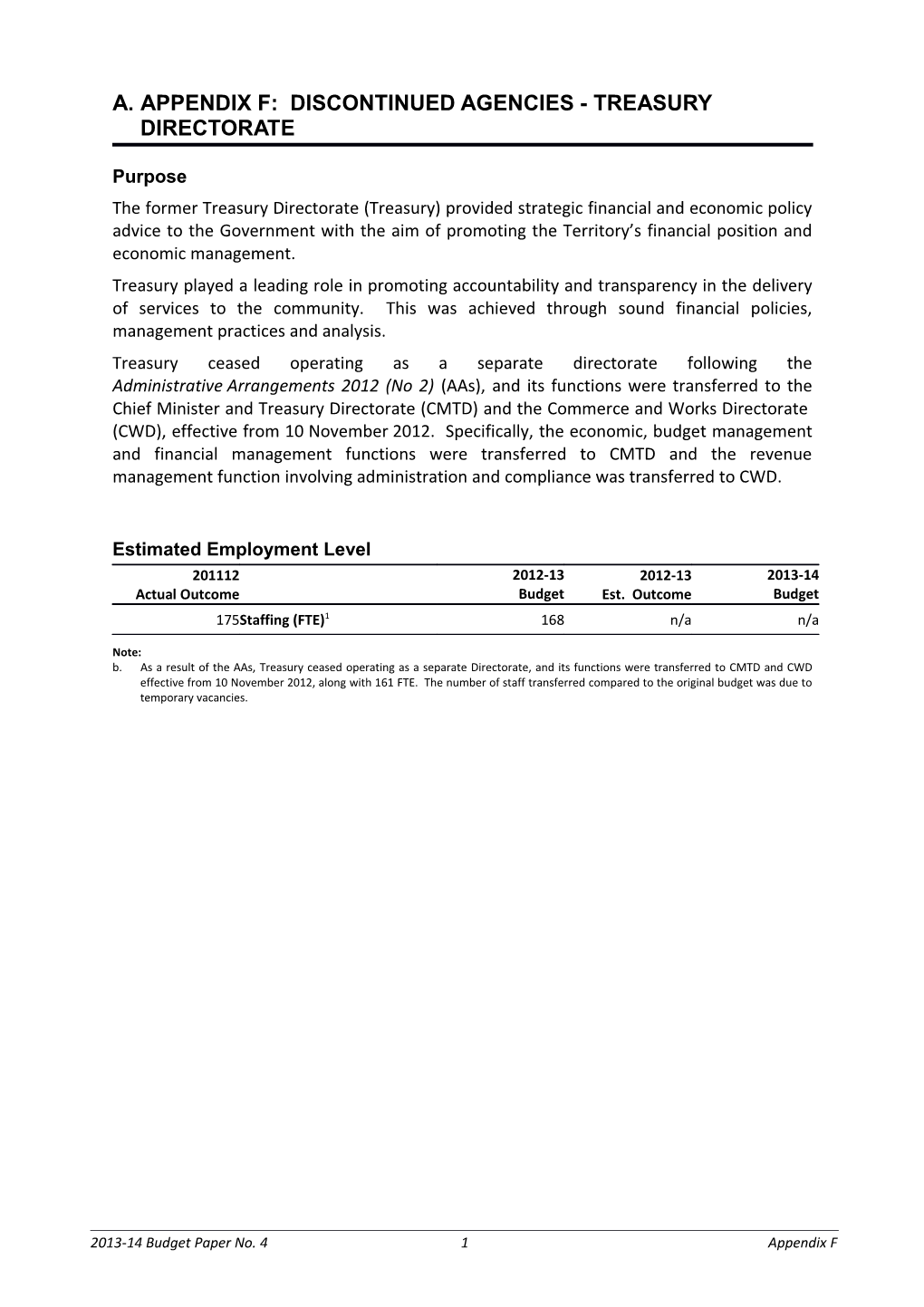 2013-14 Budget Paper 4: Appendix F - Discontinued Agencies