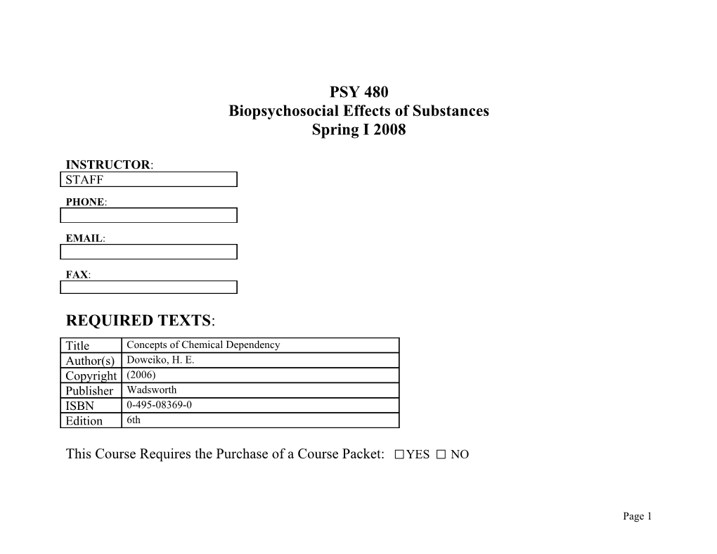 Biopsychosocial Effects of Substances