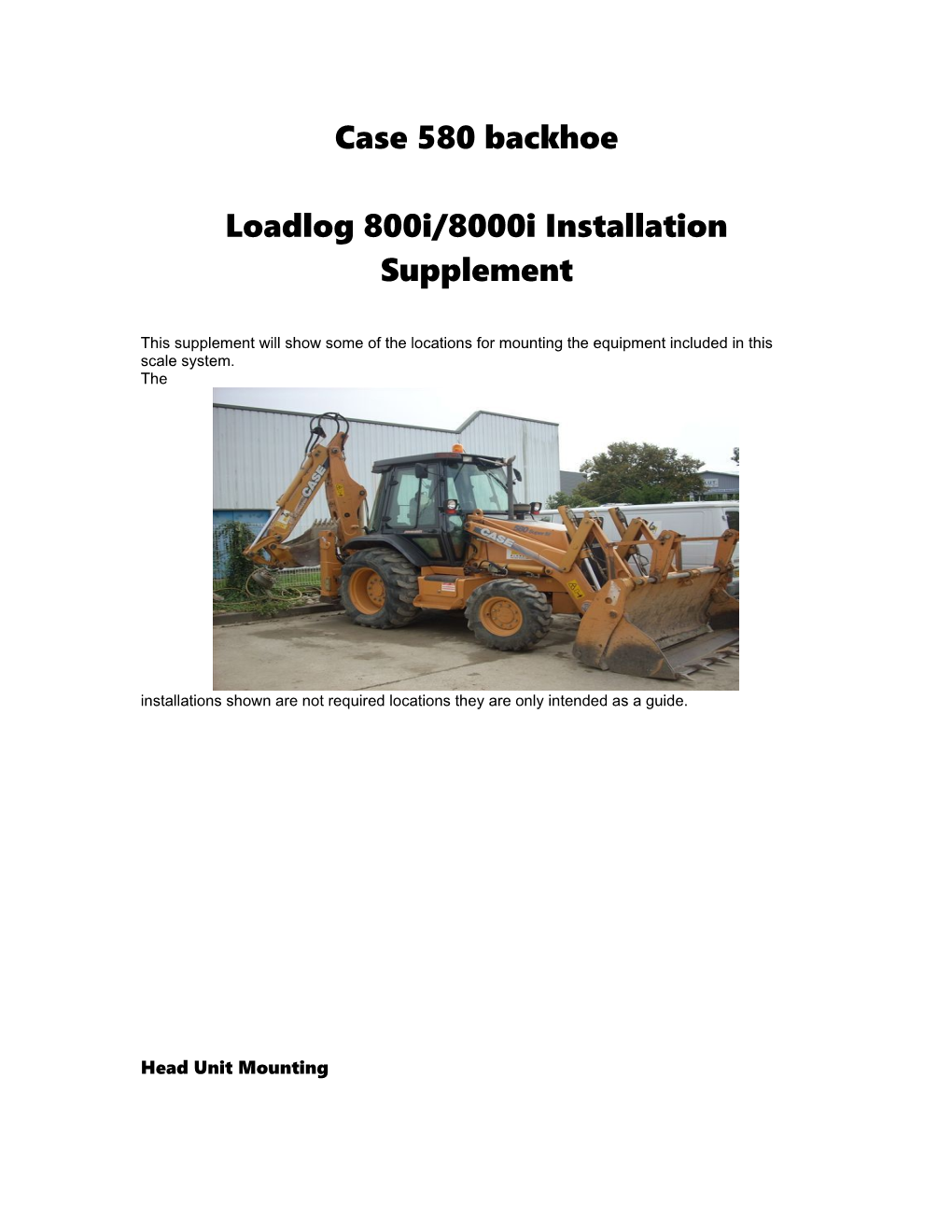 Loadlog 800I/8000I Installation