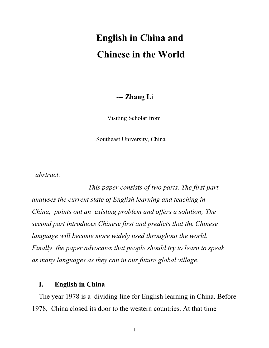 English in China And